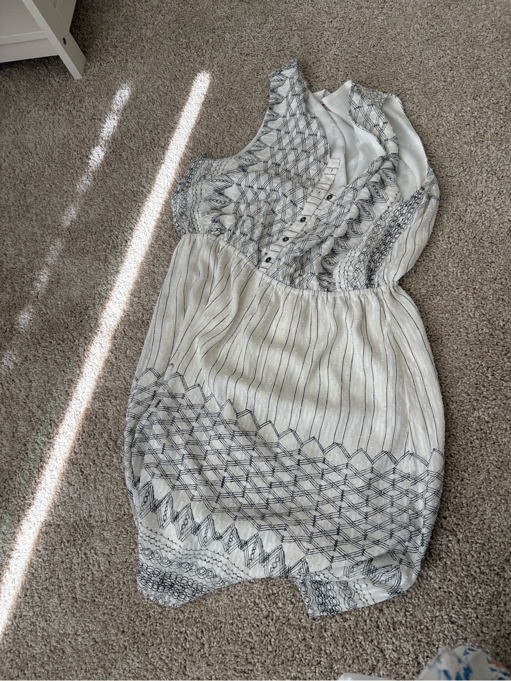 White & Navy Patterned Womenβs Dress